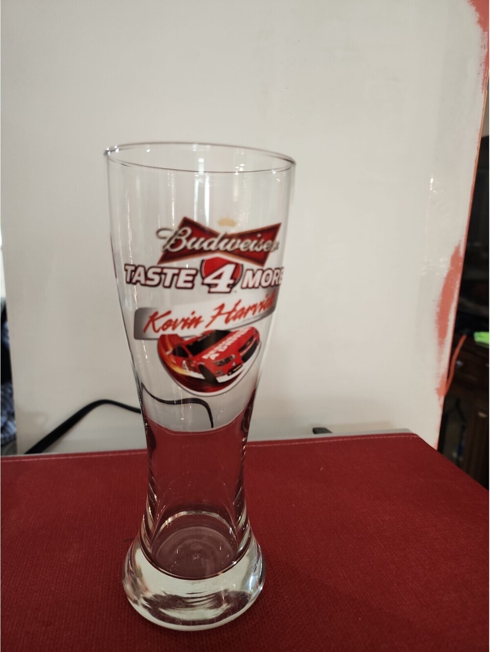 Lot 4 Glass Budweiser Taste 4 More Kevin Harvick Beer Pilsner Glass Nascar